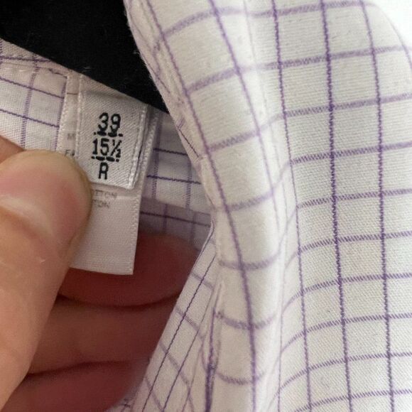 Armani Collezioni Mens White Blue Check Collared Button Up Shirt Size 39/15.5R - Picture 6 of 6